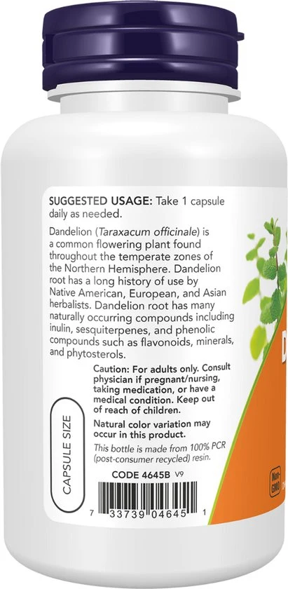 Paardenbloemwortel capsules - 500 mg - 100 v-caps - Afbeelding 3