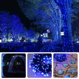 Cheqo® Kerstverlichting - Kerstboomverlichting - Kerstlampjes - 120 LED - 9M - Blauw - Timer - Buiten - Energiezuinig