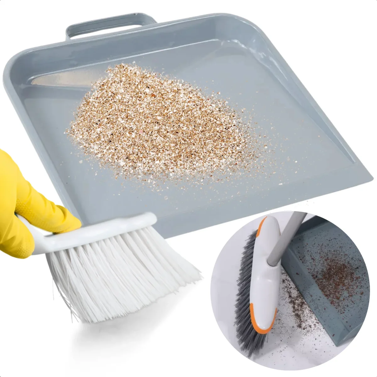 Cheqo® Blik - Metalen Stofblik Grijs - Duurzaam - Handvat voor Huishoudelijk Gebruik - Blik voor Stoffer en Blik