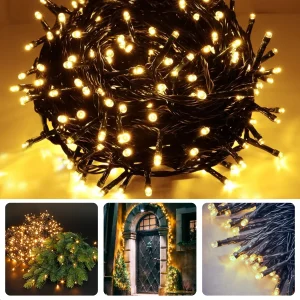 Cheqo® LED Kerstverlichting - Kerstboomverlichting - Kerstlampjes - 80 LED - 6 Meter - Warm Wit - Binnen en Buiten - Groen Snoer