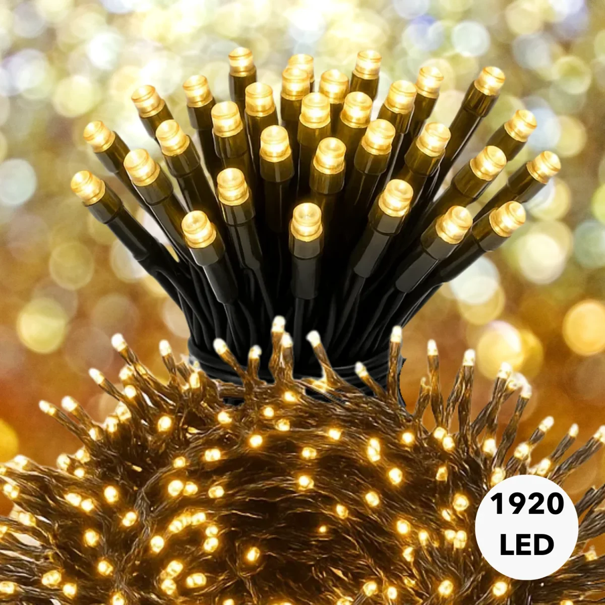 Cheqo® Kerstverlichting - Kerstlampjes - Kerstboomverlichting - 1920 LED - Warm Wit - Verlichte Lengte 25 Meter - 8 Lichtfuncties - Automatische Timer - Binnen en Buiten - IP44 Adapter - Geheugenfunctie - Moderne Verlichting