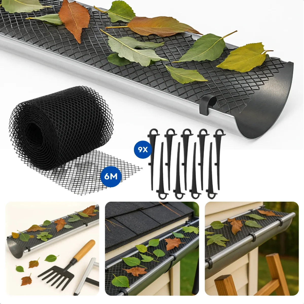 Cheqo® Dakgootbeschermer - Dakgootbescherming - Tegen Bladeren in Dakgoot - Bladvanger - Dakgoot Beschermer - Kunststof Gaas - 6 Meter - Afbeelding 2