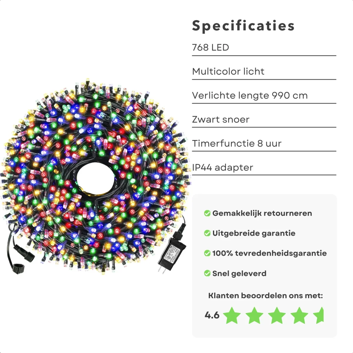 Cheqo® Kerstboomverlichting LED - Kerstlampjes - Kerstverlichting - Kerstboom Verlichting - Multicolor - 990 cm - Energiezuinig met Timer - Afbeelding 3