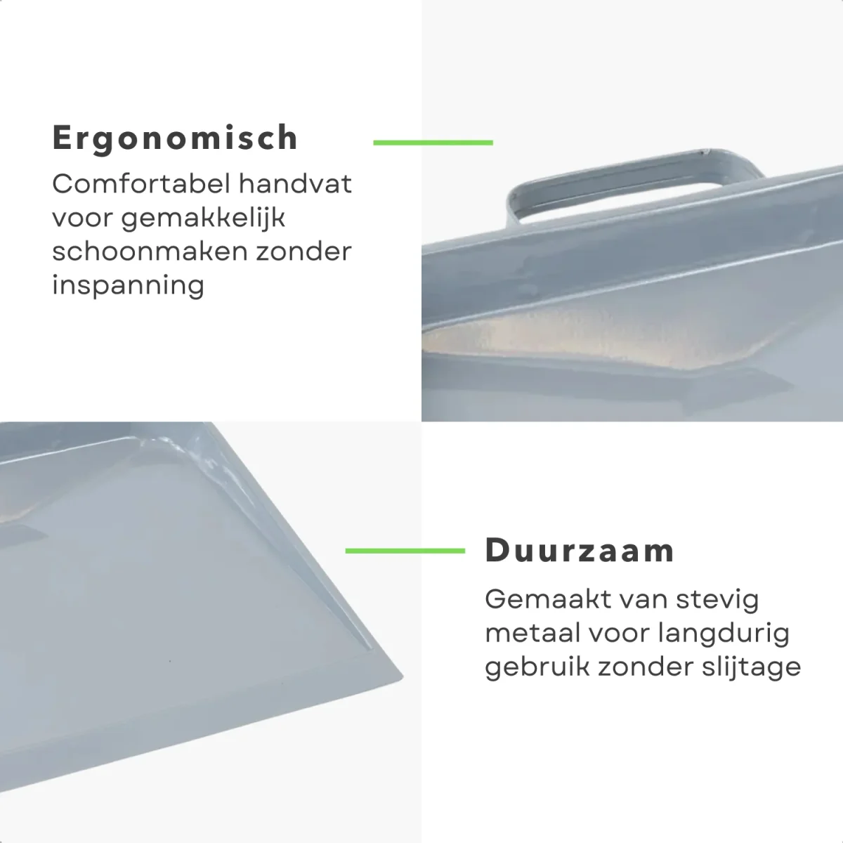 Cheqo® Blik - Metalen Stofblik Grijs - Duurzaam - Handvat voor Huishoudelijk Gebruik - Blik voor Stoffer en Blik - Afbeelding 4