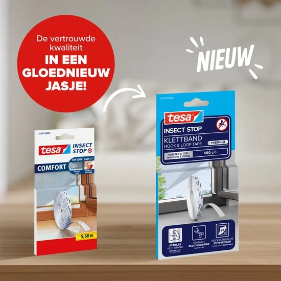 tesa Insect Stop H&L Tape klittenband vervangingsrol - voor horren - bevestiging zonder boren - 560 cm - Wit - Afbeelding 9