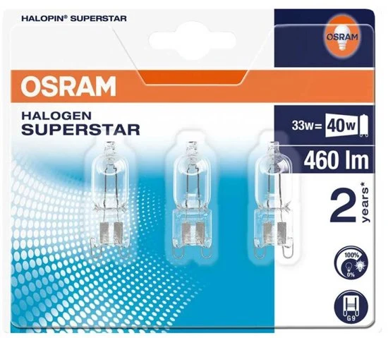 Osram Eco halogeen lamp - G9 33W dimbaar 2800K - set van 3 - Afbeelding 2