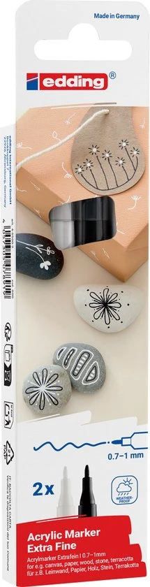 Edding 5500 acrylstiften - extra fijn 0,7-1 mm - zwart en wit - Afbeelding 6