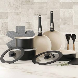 Gotham Steel 18-delig kookset met afneembare handgrepen in 3 kleuren