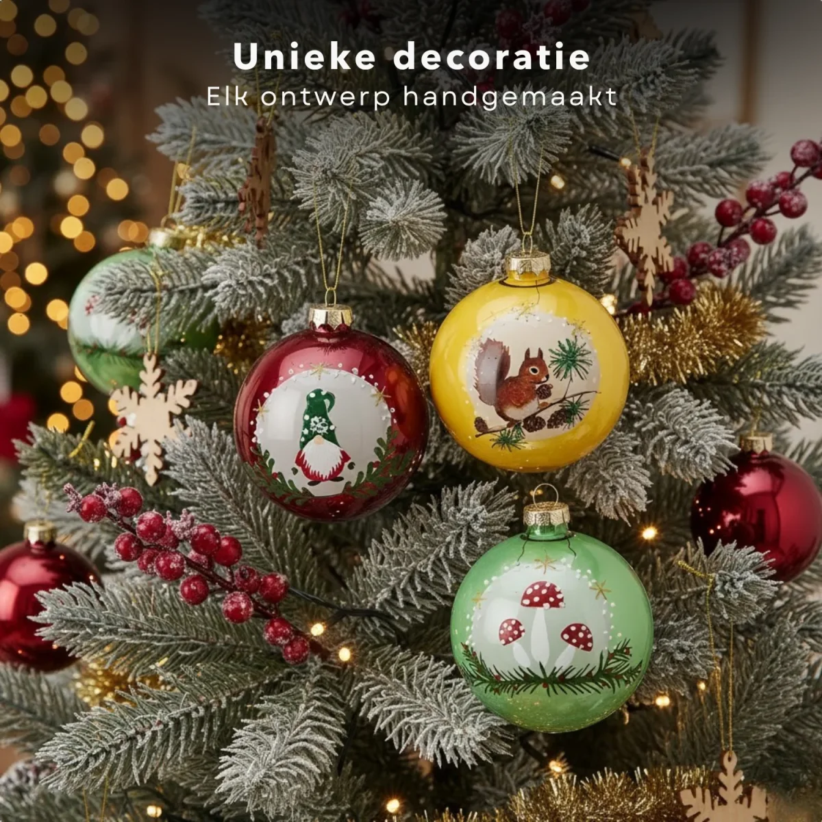 Cheqo® Glazen Kerstballen - Set Van 12 - Glanzend Kerstballen - Traditionele Kerstballen - Rode Kerstballen - Gele Kerstballen - Groene Kerstballen - Kerstboomversiering - Kerstdecoratie - Glazen Ornamenten - Kerstbal Set - Afbeelding 5
