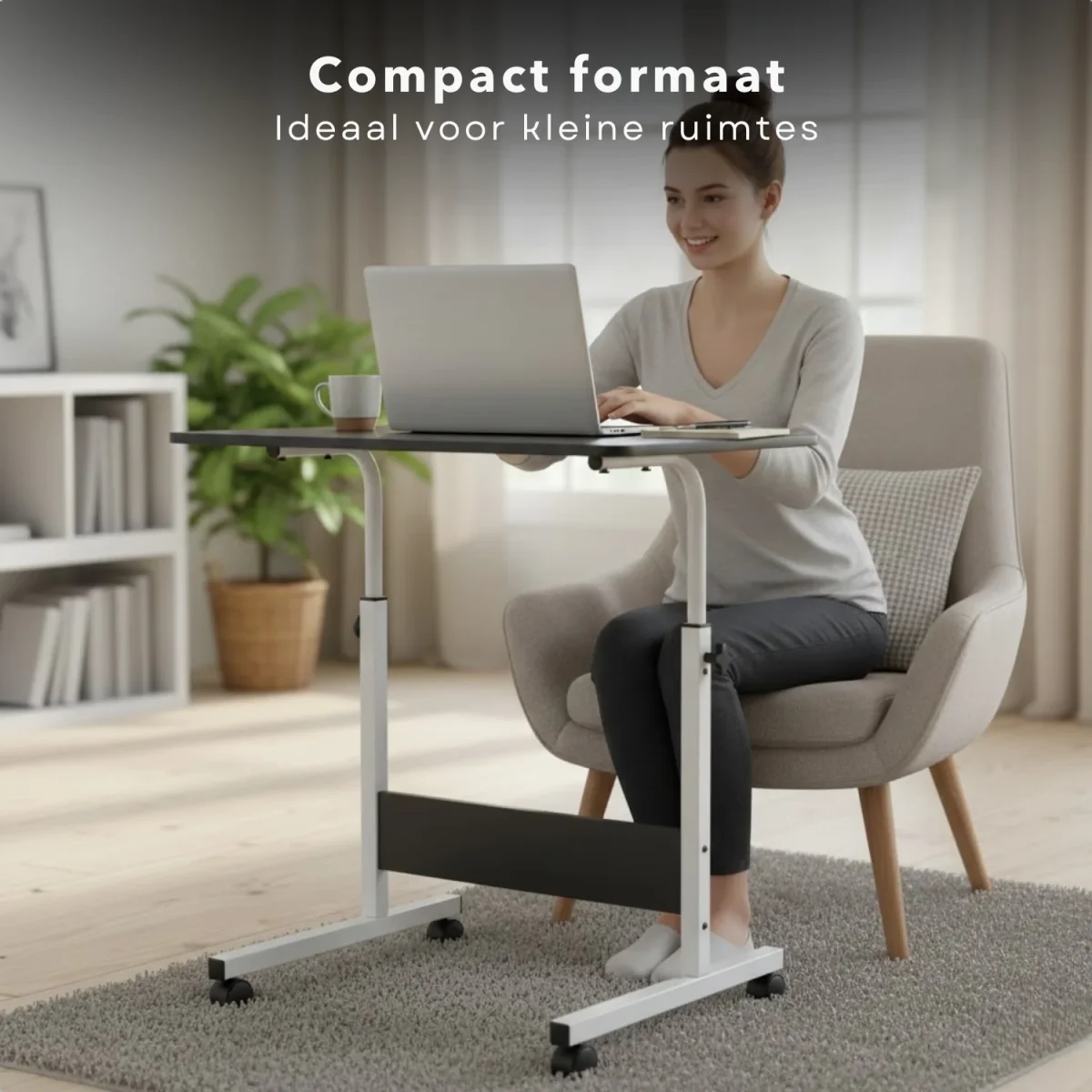 Cheqo® Bedtafel Op Wielen - Verrijdbare Bedtafel - Laptoptafel Op Wielen - Verrijdbare Laptoptafel - Overbed Tafel - Tafel Voor Over Bed - Bedtafeltje Met Wielen - Laptoptafel Bed - Bedtafel Laptop - Afbeelding 5