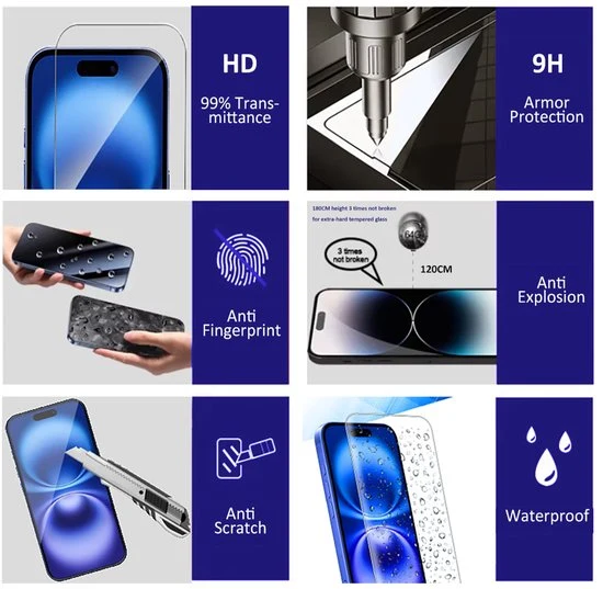NuGlas screenprotector - iPhone 13/13 Pro/14/16/17 - 5D - Zwart - Afbeelding 3