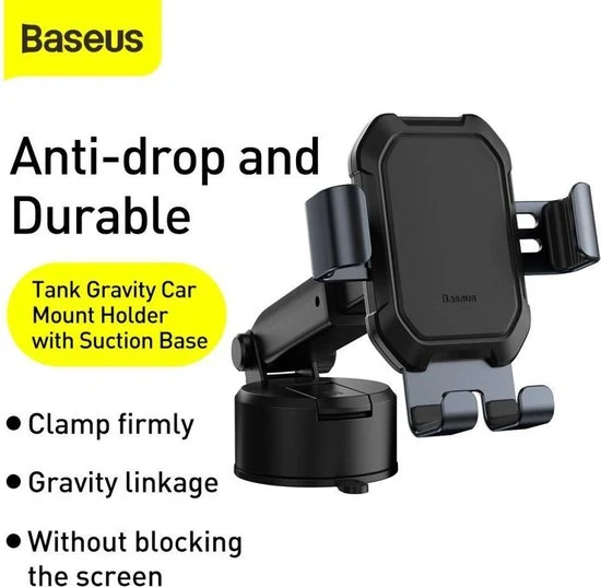 Baseus telefoonhouder - dashboard en voorruit verstelbaar - zuignap - Zwart - Afbeelding 5