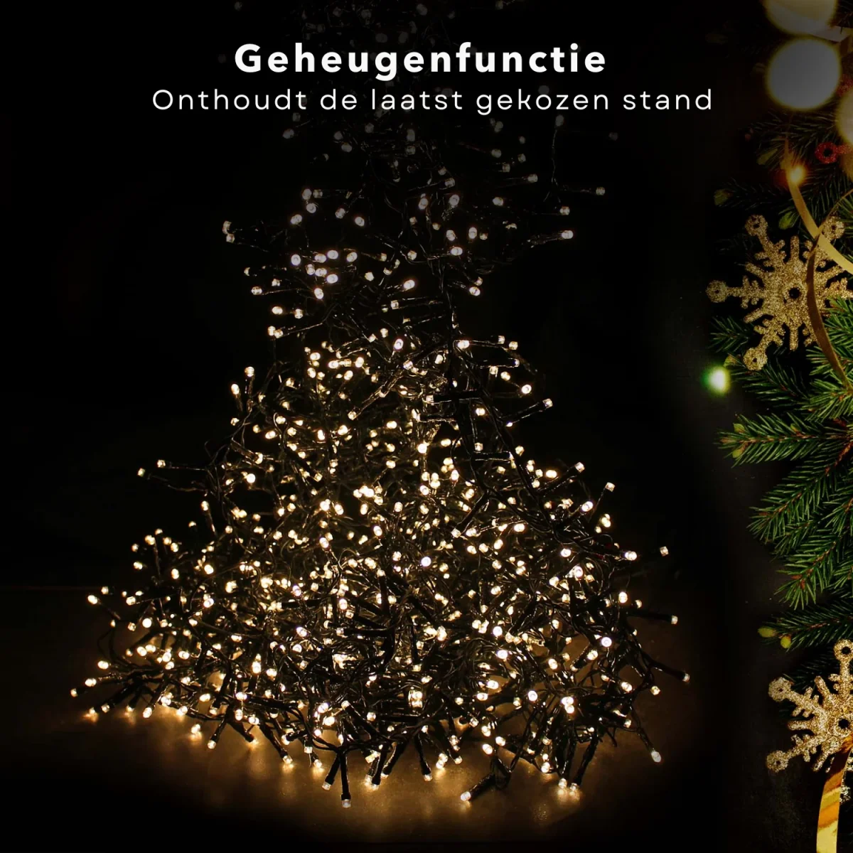 Cheqo® Kerstboomverlichting LED - Kerstlampjes - Kerstverlichting - Kerstboom Verlichting - Warm Wit - 384 LED's - Timerfunctie - Voor Binnen en Buiten - Afbeelding 6