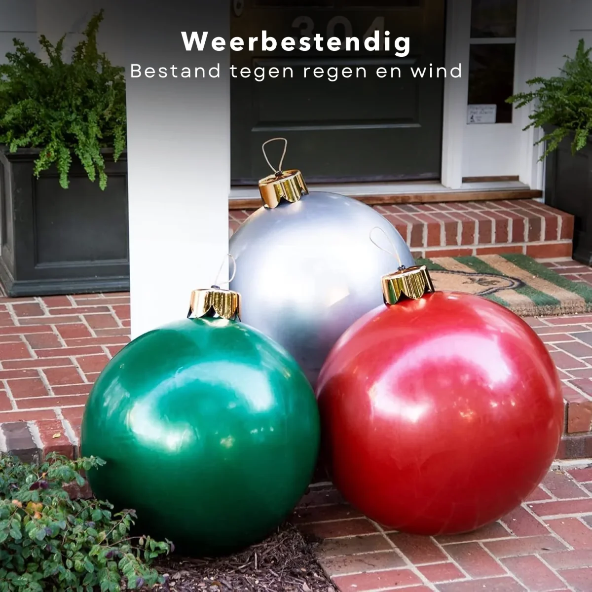 Cheqo® Opblaasbare XL Kerstbal 45 cm - Grote Kerstbal - Kerstversiering voor Tuin - Groen - Afbeelding 6