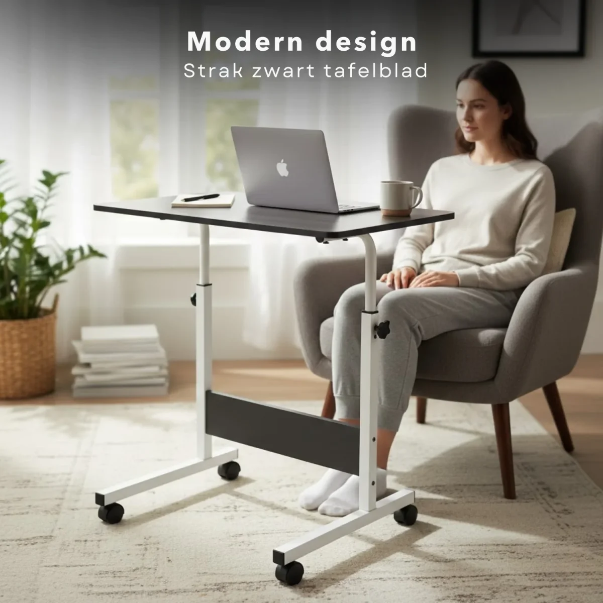 Cheqo® Bedtafel Op Wielen - Verrijdbare Bedtafel - Laptoptafel Op Wielen - Verrijdbare Laptoptafel - Overbed Tafel - Tafel Voor Over Bed - Bedtafeltje Met Wielen - Laptoptafel Bed - Bedtafel Laptop - Afbeelding 6
