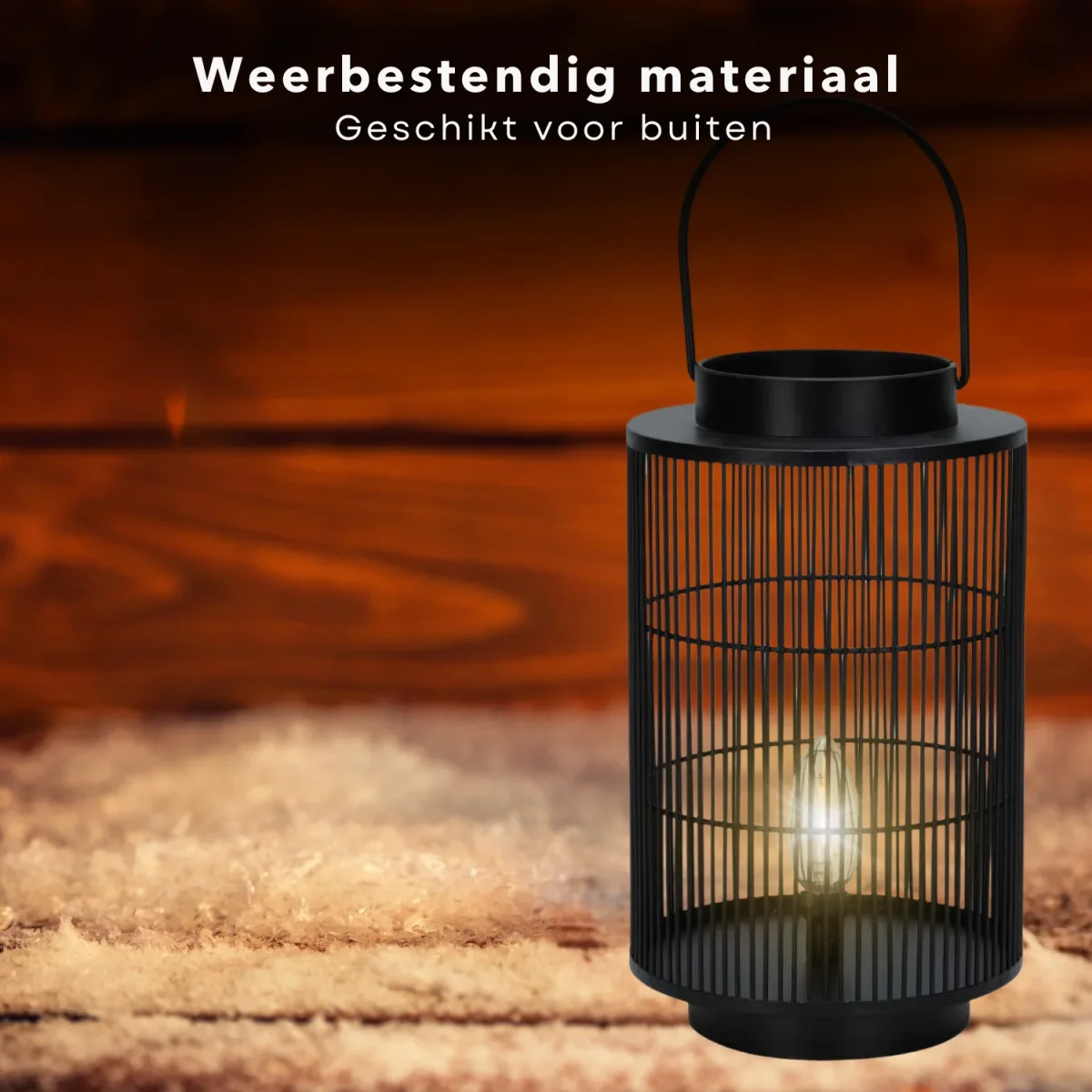 Cheqo® LED Lantaarn - Tuin Lantaarn - Tafellamp - Zwart Metaal - 30 cm - Voor Tuin en Terras - Tentlamp - Werkt op Batterij - Afbeelding 6