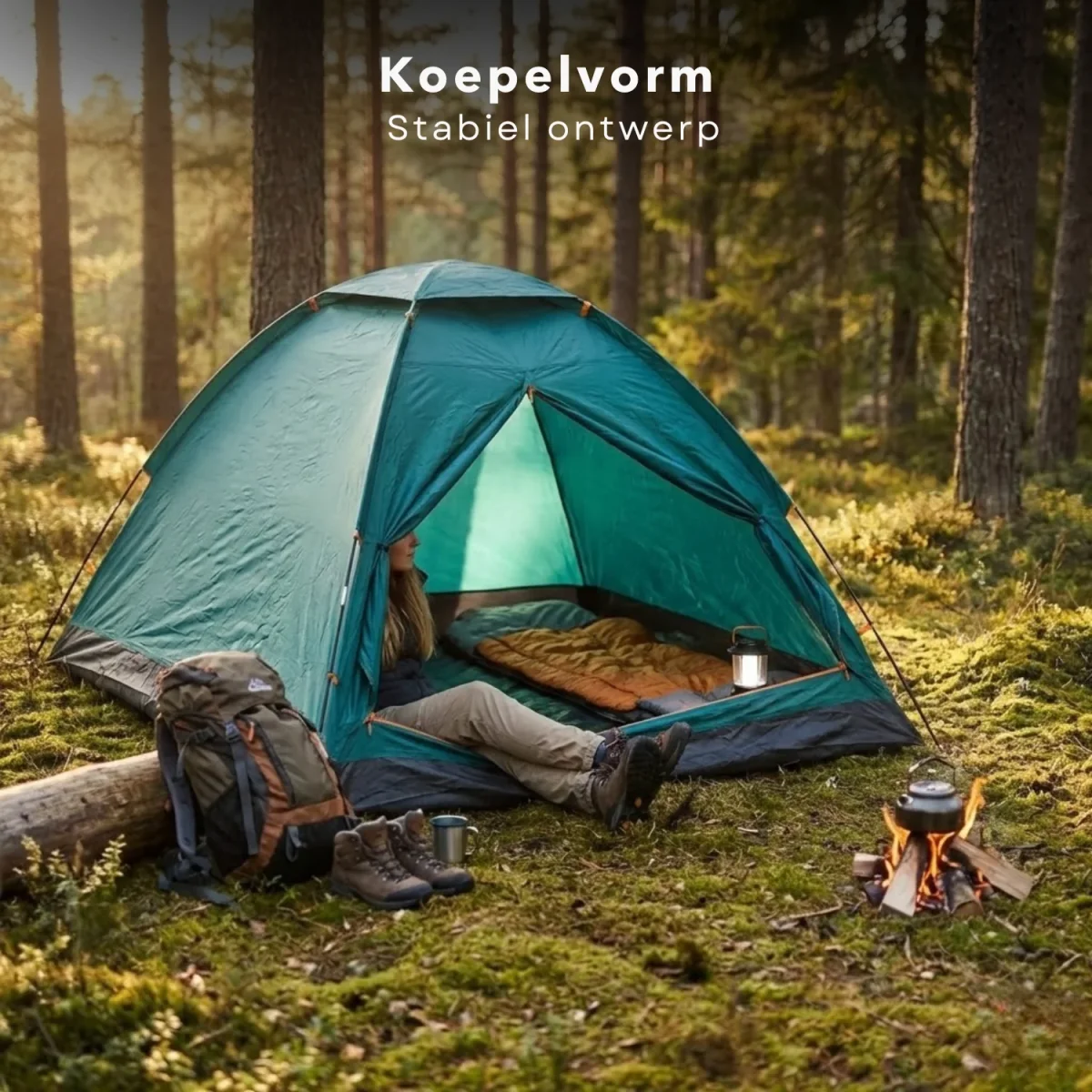 Cheqo® 2 Persoons Tent - Koepeltent 2 Persoons - Monodome Tent - Festivaltent 2 Persoons - Kampeertent 2 Persoons - Outdoor Tent 2 Persoons - Camping Tent 2 Persoons - Afbeelding 6
