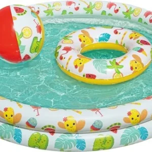 Bestway opblaasbaar zwembad set van 3 - met zwemband en strandbal - ⌀ 120 cm