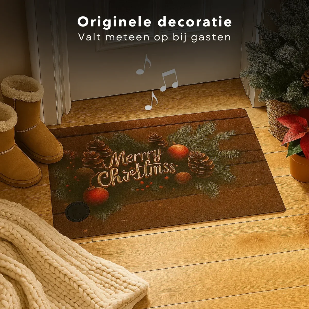 Cheqo® Deurmat Met Muziek - Kerst Deurmat - Jingle Bells Geluid - Merry Christmas Melodie - Muzikale Deurmat - Kerstliedjes Deurmat op Batterijen - Deurmat Met Sensor - Feestelijke Deurmat - Afbeelding 7