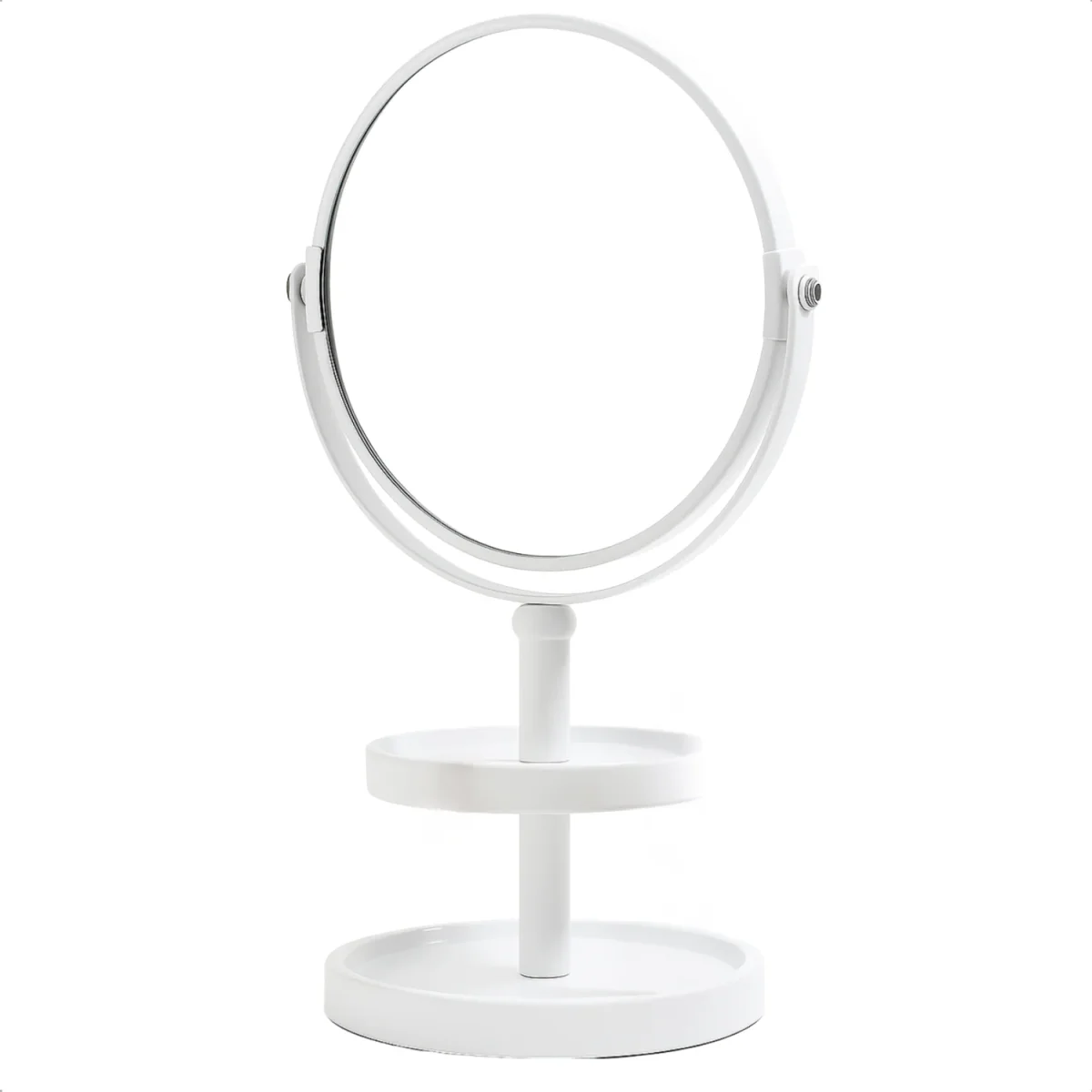 Cheqo® Make-Up Spiegel met Oganizer - Scheer Spiegel - Vergroot Spiegel - Makeup Spiegel met Houder - Wit - Dubbelzijdig - Metaal - Afbeelding 8