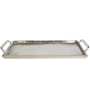 Gegoten aluminium zilveren dienblad Messina met handvat