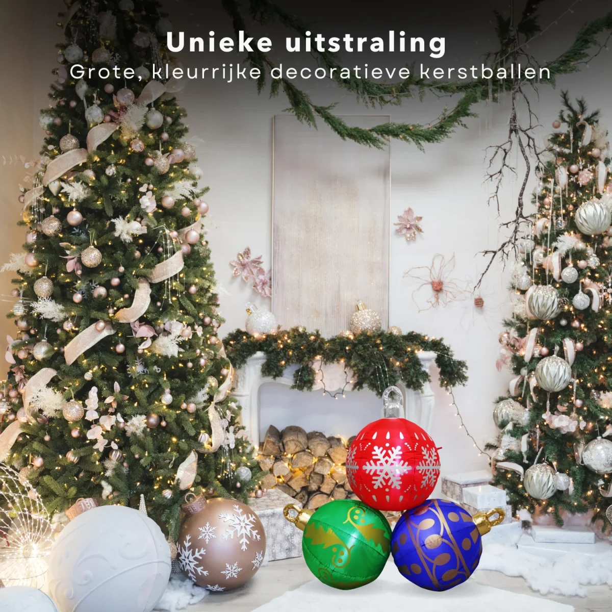 Cheqo® Opblaasbare Kerstballen XL - Kerstballen Verlicht - LED Kerstverluchting - Kerstdecoratie Set van 3 - Afbeelding 7