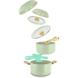 Menastyl - Stapelbare kooknest 8-delige set - zacht of olijf groen