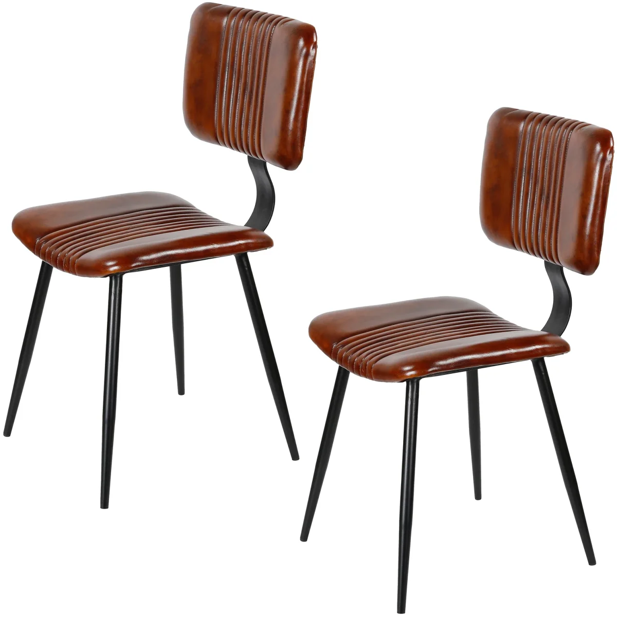 Eetkamerstoelen bruin leer - Afbeelding 2
