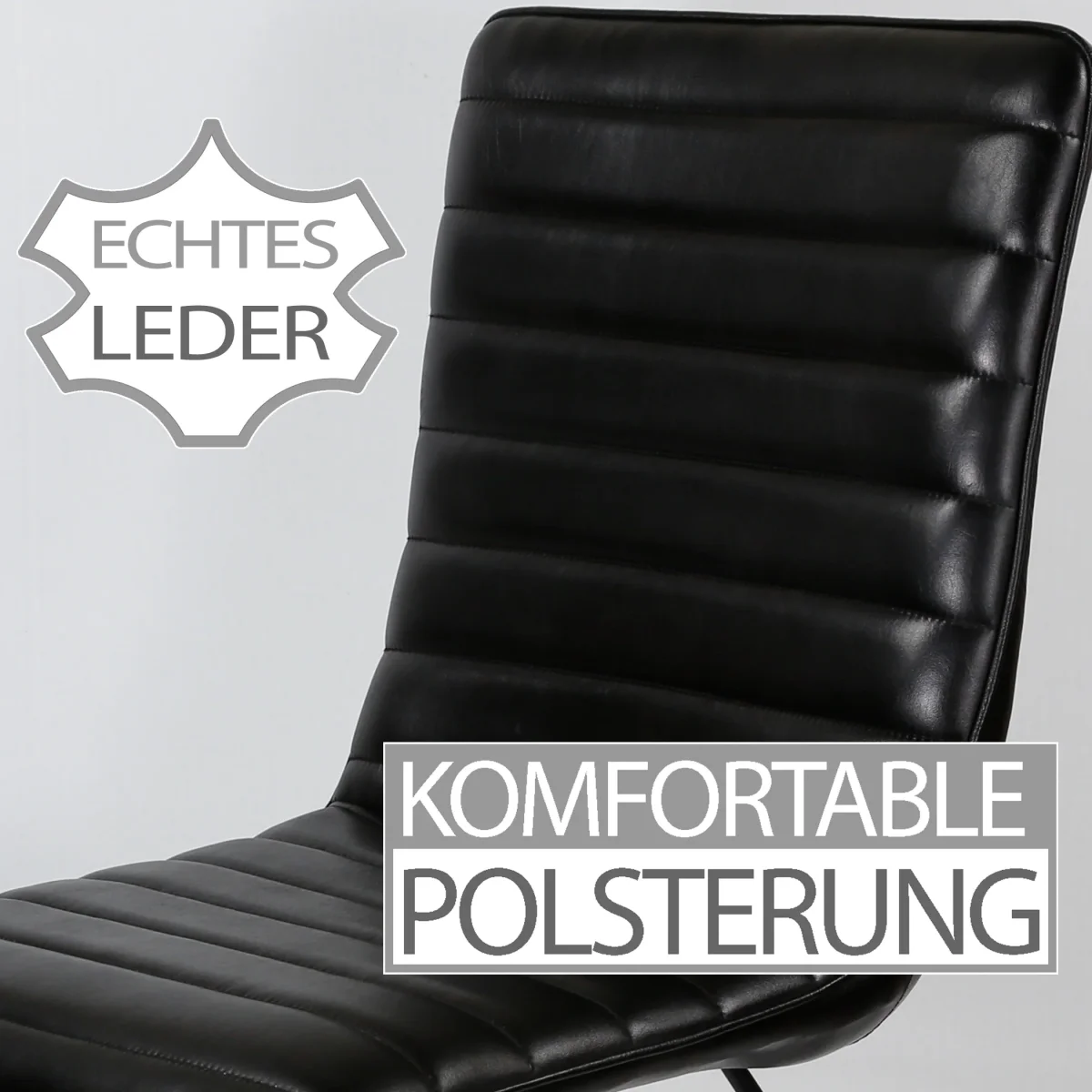 Eetkamerstoel leer zwart - Afbeelding 5