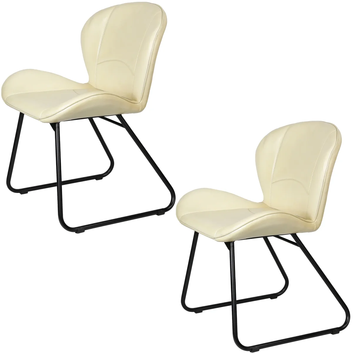 Beige lederen stoel - Afbeelding 8