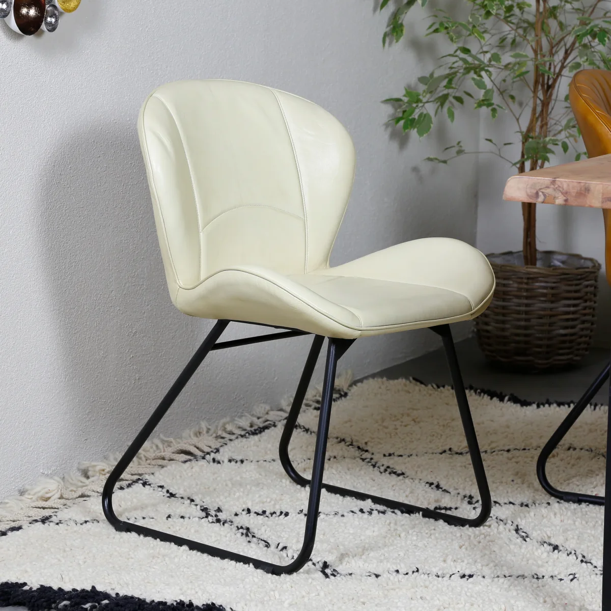 Beige lederen stoel - Afbeelding 4