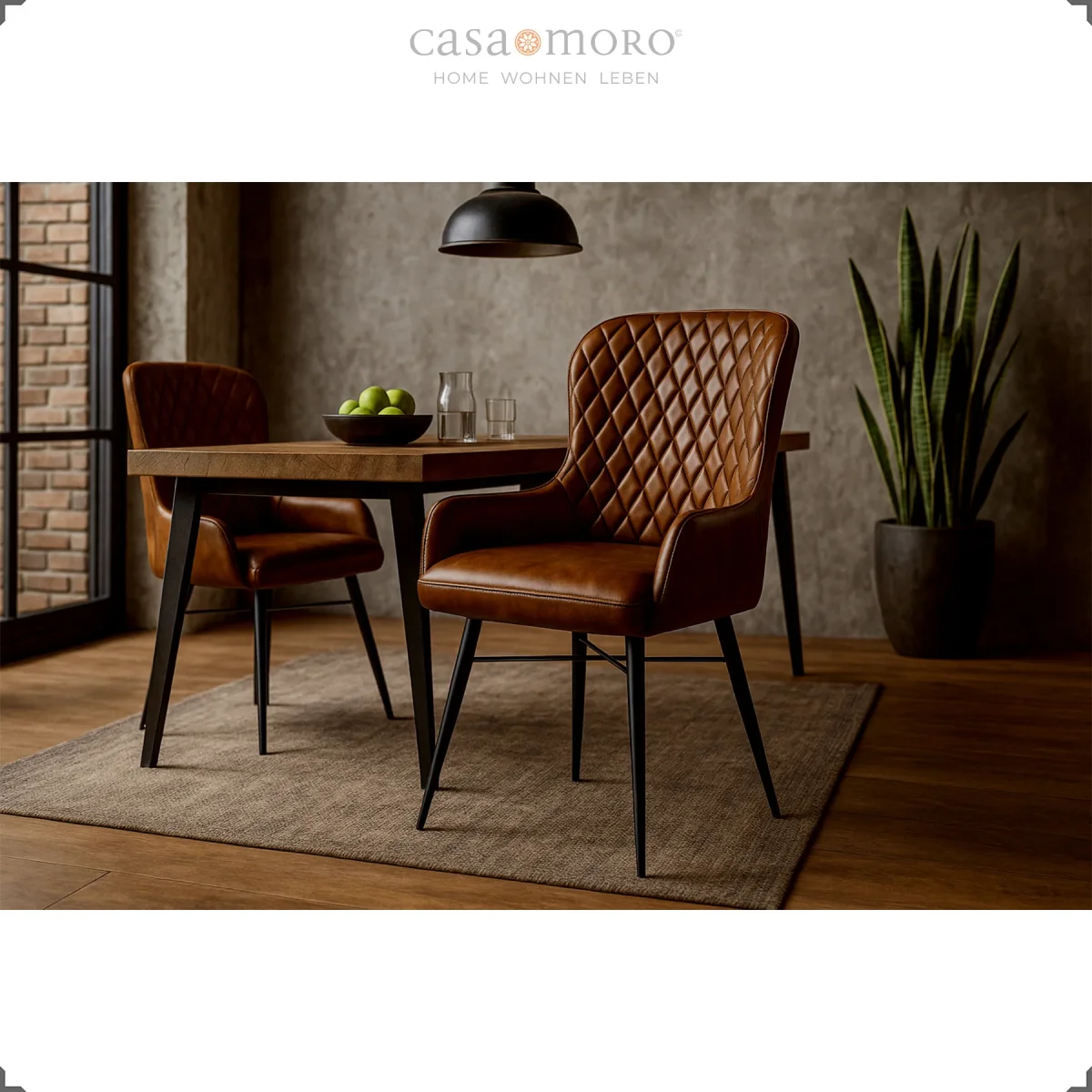 Met leer beklede stoel - antiek bruin - Afbeelding 9