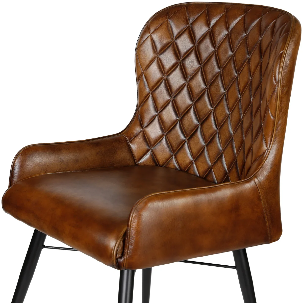 Met leer beklede stoel - antiek bruin - Afbeelding 3