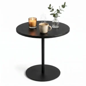 Cheqo® Bijzettafel Rond Zwart - Metaal - Woonkamer - Sidetable - Industrieel - Salontafel - Slaapkamer - Banktafel - Plantentafel - Koffietafel - Bijtafel - Bijzettafeltje - Gangtafel - Tafel - Nachttafel - Decoratietafel - Sofa Table