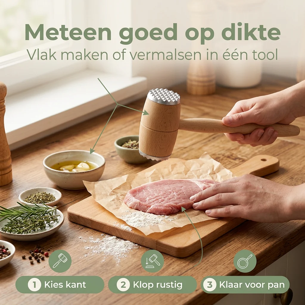 Cheqo® Vleeshamer - Vleesklopper - Vleesvermalser - Vleeshamer Dubbelzijdig - Dubbelzijdige Vleeshamer - Vleeshamer Keuken - Vleeshamer BBQ - Vleeshamer Schnitzel - Schnitzelhamer - Steakhamer - Afbeelding 7