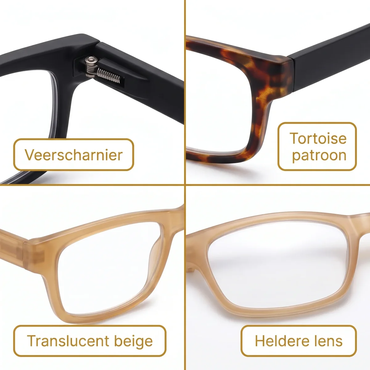 Cheqo® Leesbril Set van 6 - Leesbrillen - Leesbril met Sterkte +1.5 - Leeshulp - Lees Bril - Leesbril Dames - Leesbril Voordeelpakket - Trendy Leesbril - Voordeelset Leesbrillen - Lichtgewicht - Universele Pasvorm - voor Dichtbij Lezen - Afbeelding 4