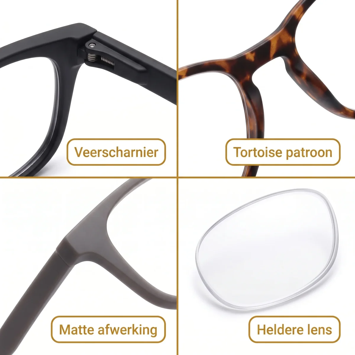 Cheqo® Leesbril Set van 6 - Leesbrillen - Leesbril met Sterkte +3.0 - Leeshulp - Lees Bril - Leesbril Heren - Leesbril Voordeelpakket - Trendy Leesbril - Voordeelset Leesbrillen - Lichtgewicht - Universele Pasvorm - voor Dichtbij Lezen - Afbeelding 4
