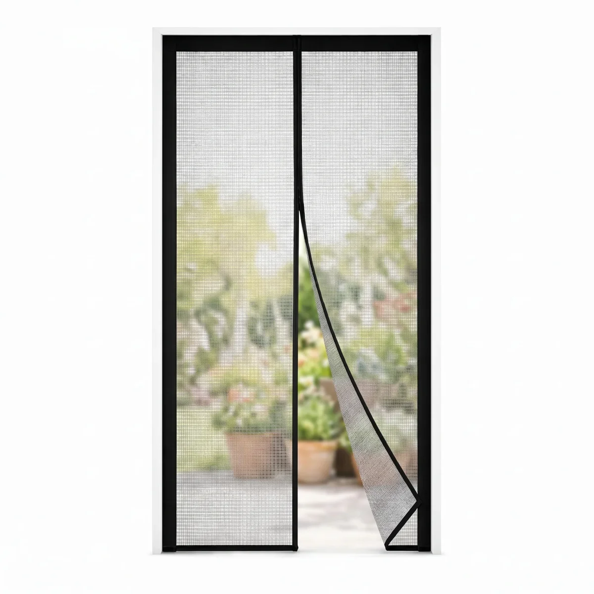 Cheqo® Deurgordijn - Vliegengordijn met Magnetische Sluiting - Insectenhor voor Deur en Balkondeur - Deurhor - Automatische Sluiting - Anti Muggen en Insecten Buiten Houden - Muggengordijn - Horgordijn - Klittenband - Vliegenhor - Zwart - Afbeelding 2