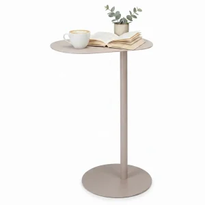 Cheqo® Bijzettafel van Metaal - Sidetable voor Woonkamer - Salontafel - Banktafel - Zand - Industrieel Design - Rechthoekig Eindtafel Naast Bank en Bed - Nachtkastje - Koffietafel - Laptoptafel