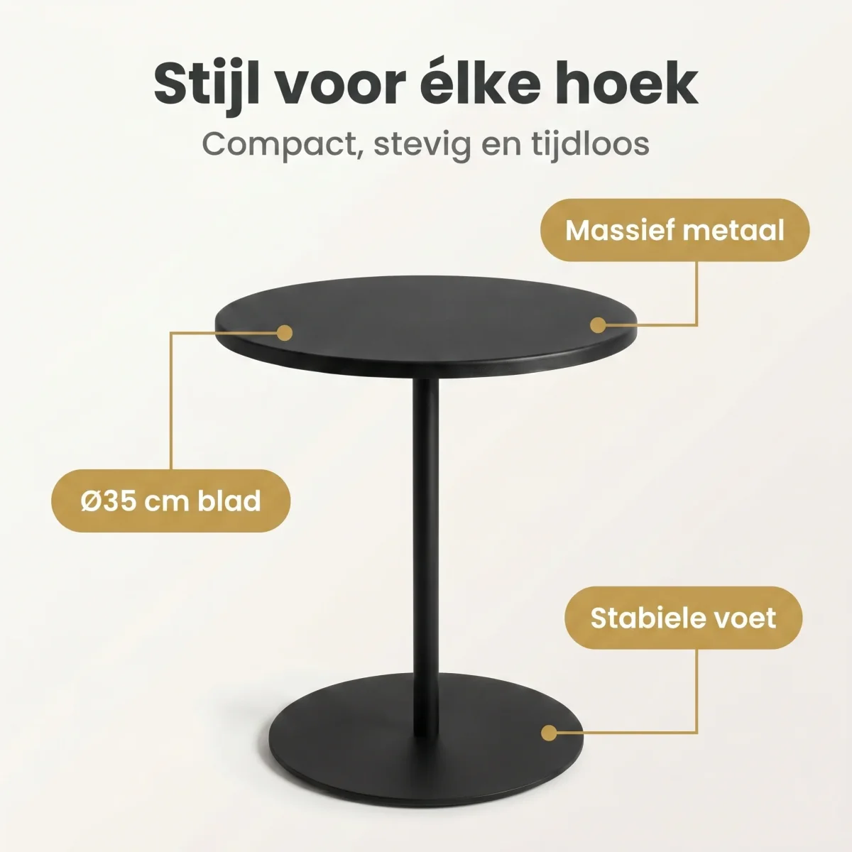 Cheqo® Bijzettafel Rond Zwart - Metaal - Woonkamer - Sidetable - Industrieel - Salontafel - Slaapkamer - Banktafel - Plantentafel - Koffietafel - Bijtafel - Bijzettafeltje - Gangtafel - Tafel - Nachttafel - Decoratietafel - Sofa Table - Afbeelding 3