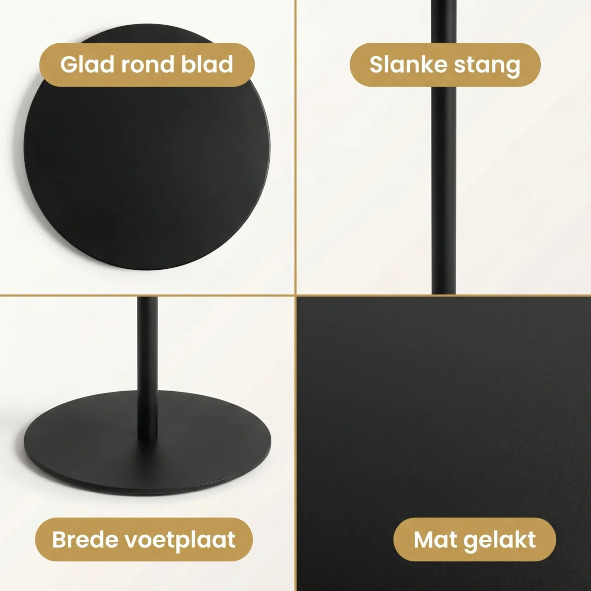 Cheqo® Bijzettafel Rond Zwart - Metaal - Woonkamer - Sidetable - Industrieel - Salontafel - Slaapkamer - Banktafel - Plantentafel - Koffietafel - Bijtafel - Bijzettafeltje - Gangtafel - Tafel - Nachttafel - Decoratietafel - Sofa Table - Afbeelding 4