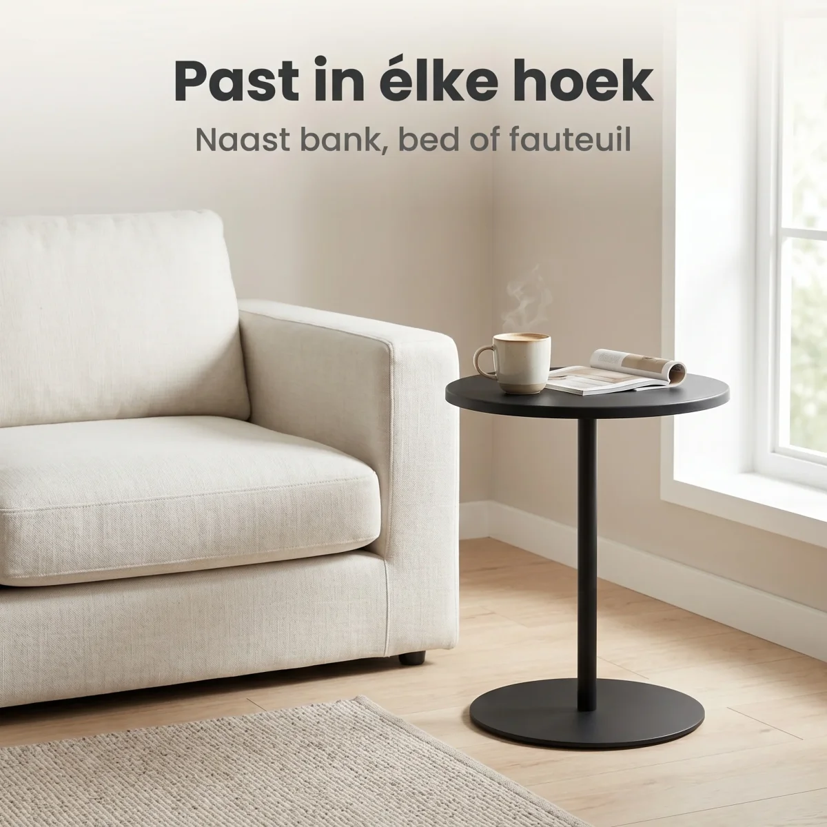 Cheqo® Bijzettafel Rond Zwart - Metaal - Woonkamer - Sidetable - Industrieel - Salontafel - Slaapkamer - Banktafel - Plantentafel - Koffietafel - Bijtafel - Bijzettafeltje - Gangtafel - Tafel - Nachttafel - Decoratietafel - Sofa Table - Afbeelding 5