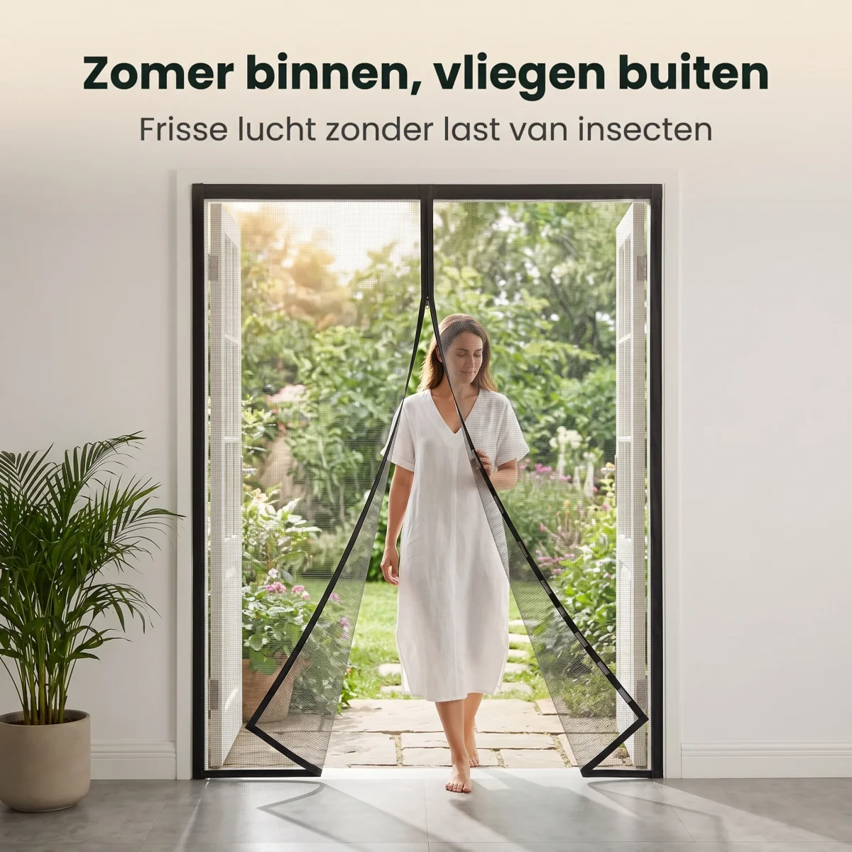 Cheqo® Deurgordijn - Vliegengordijn - Magnetisch - Horgordijn - Hordeur - Insectengordijn - Magnetische Sluiting - Anti-Insect - Klittenband - Muggengaas - Zwart - Horrengaas - Zonder Boren - Insectenhor - Diervriendelijk - Kindvriendelijk - Afbeelding 5