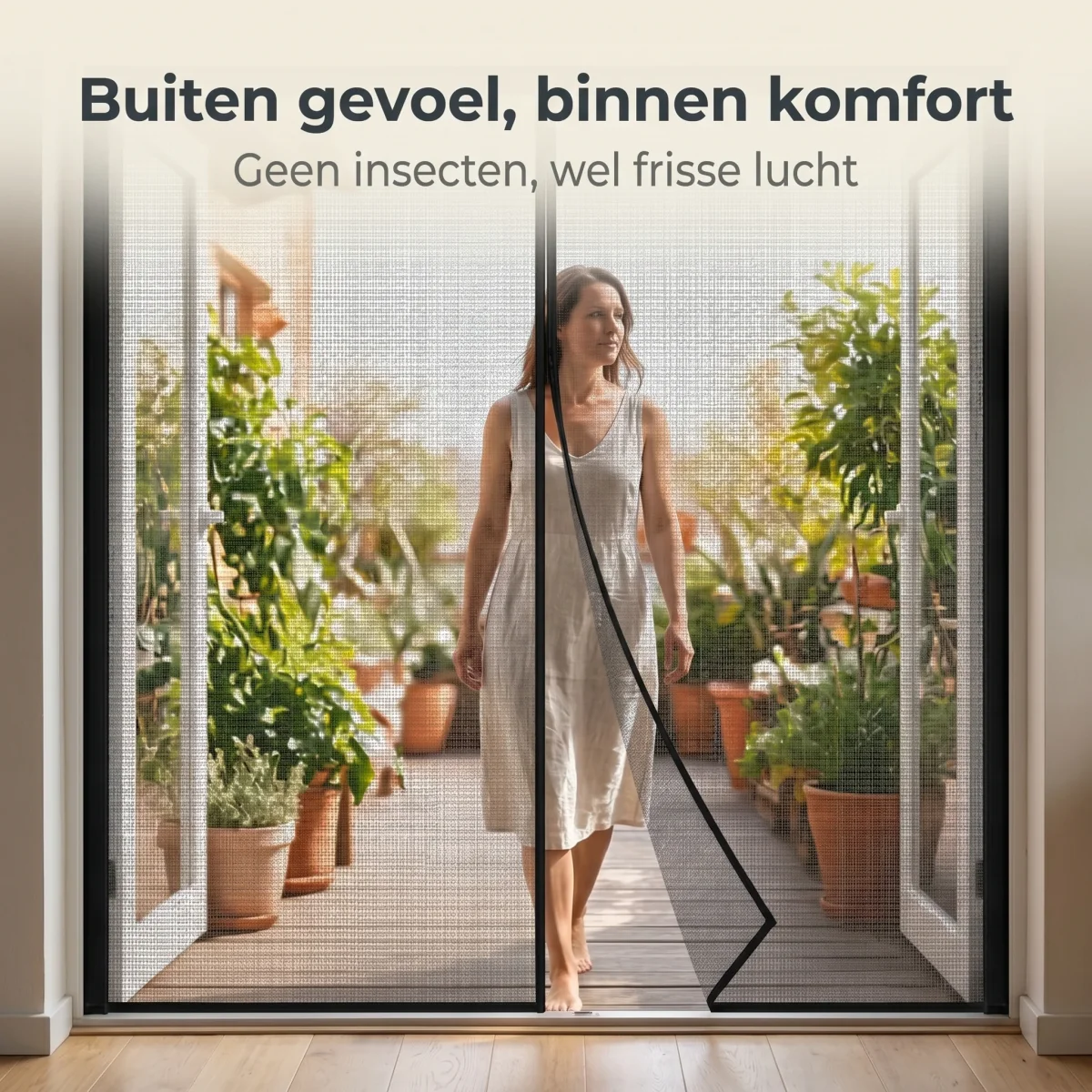 Cheqo® Deurgordijn - Vliegengordijn met Magnetische Sluiting - Insectenhor voor Deur en Balkondeur - Deurhor - Automatische Sluiting - Anti Muggen en Insecten Buiten Houden - Muggengordijn - Horgordijn - Klittenband - Vliegenhor - Zwart - Afbeelding 5