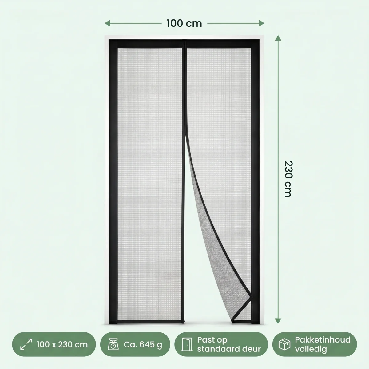 Cheqo® Deurgordijn - Vliegengordijn - Magnetisch - Horgordijn - Hordeur - Insectengordijn - Magnetische Sluiting - Anti-Insect - Klittenband - Muggengaas - Zwart - Horrengaas - Zonder Boren - Insectenhor - Diervriendelijk - Kindvriendelijk - Afbeelding 6