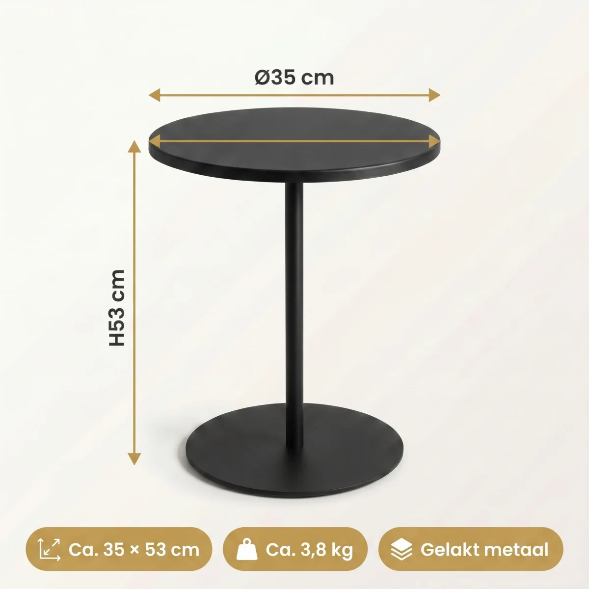 Cheqo® Bijzettafel Rond Zwart - Metaal - Woonkamer - Sidetable - Industrieel - Salontafel - Slaapkamer - Banktafel - Plantentafel - Koffietafel - Bijtafel - Bijzettafeltje - Gangtafel - Tafel - Nachttafel - Decoratietafel - Sofa Table - Afbeelding 6