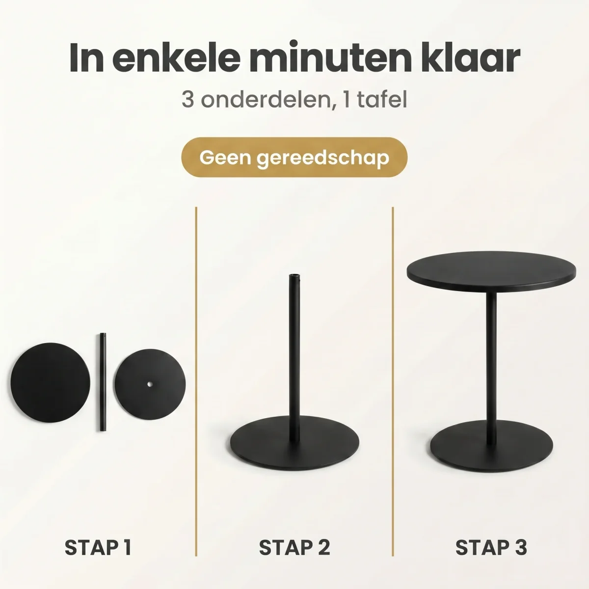 Cheqo® Bijzettafel Rond Zwart - Metaal - Woonkamer - Sidetable - Industrieel - Salontafel - Slaapkamer - Banktafel - Plantentafel - Koffietafel - Bijtafel - Bijzettafeltje - Gangtafel - Tafel - Nachttafel - Decoratietafel - Sofa Table - Afbeelding 7