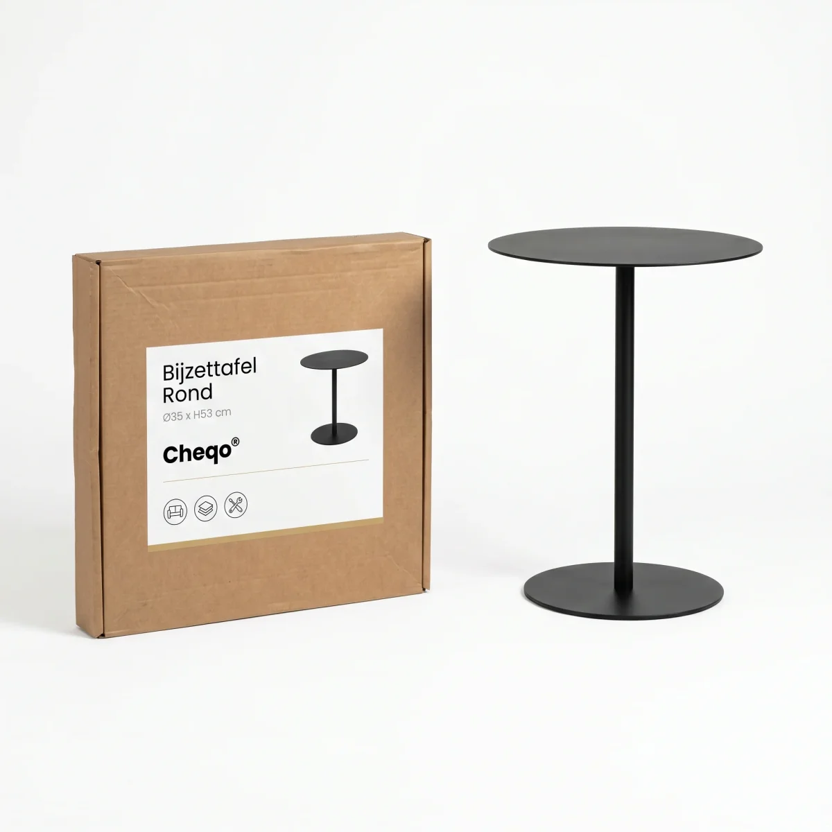Cheqo® Bijzettafel Rond Zwart - Metaal - Woonkamer - Sidetable - Industrieel - Salontafel - Slaapkamer - Banktafel - Plantentafel - Koffietafel - Bijtafel - Bijzettafeltje - Gangtafel - Tafel - Nachttafel - Decoratietafel - Sofa Table - Afbeelding 8