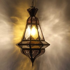 Houta hanglamp geel wit