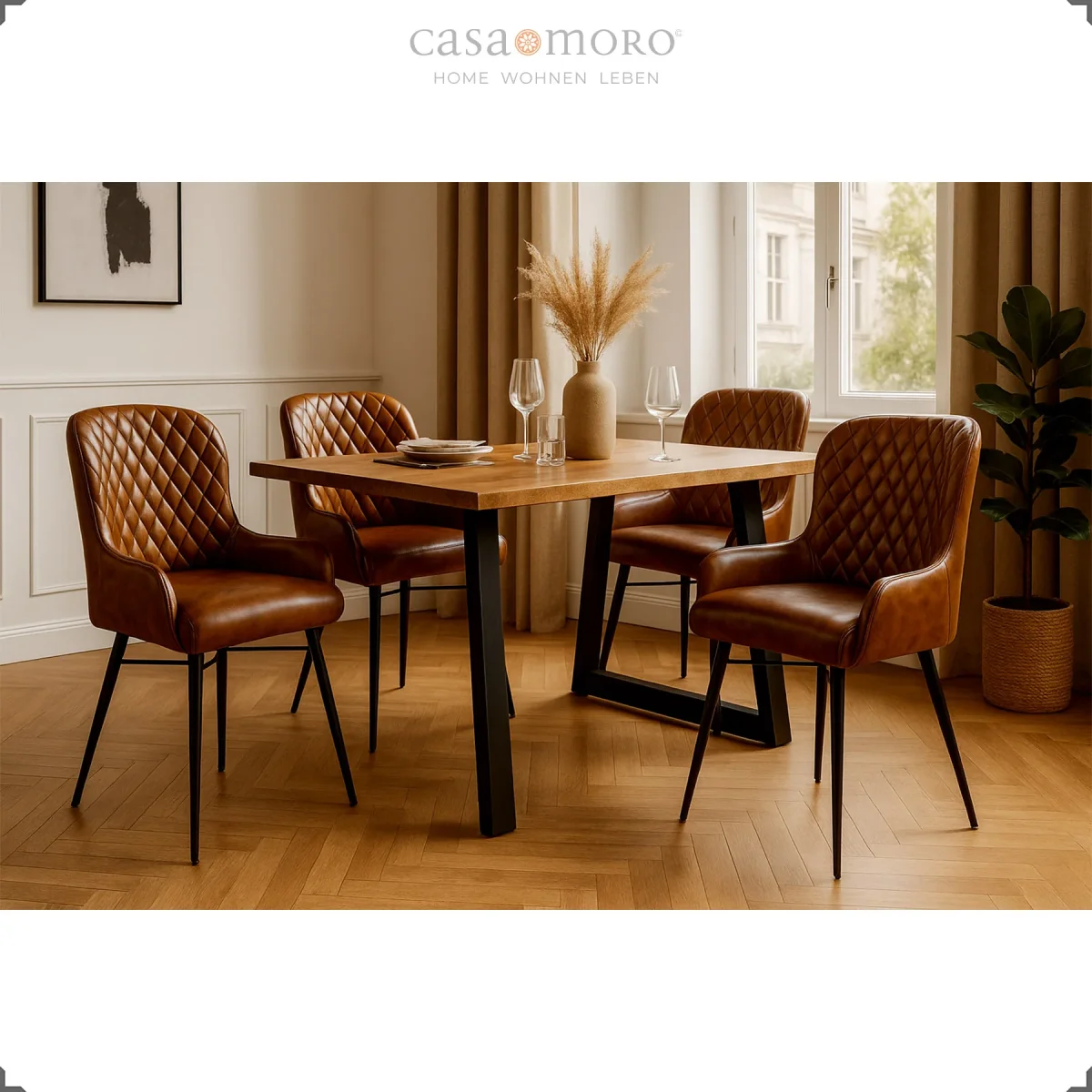 Met leer beklede stoel - antiek bruin - Afbeelding 5